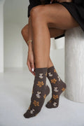0200.267 - calza donna corta in cotone elasticizzato - gufi