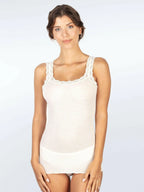 1491 - canotta donna plissé con pizzo in lana e seta - made