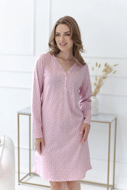 3633 - marigold - camicia da notte donna in cotone a motivo