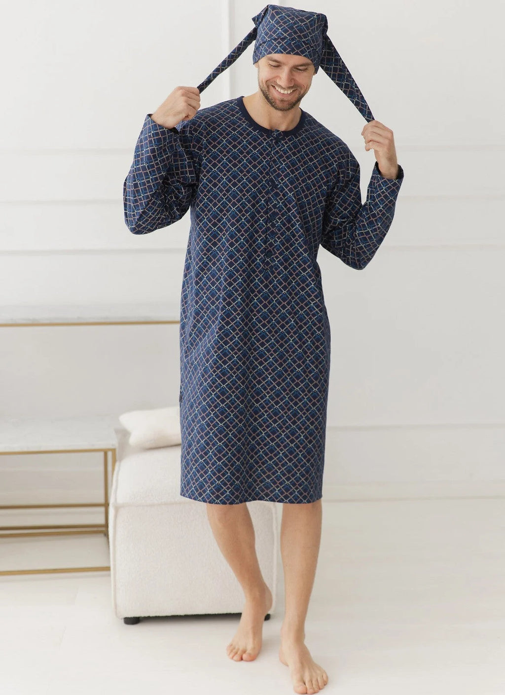 3673 - philippo - camicia da notte uomo - rombi