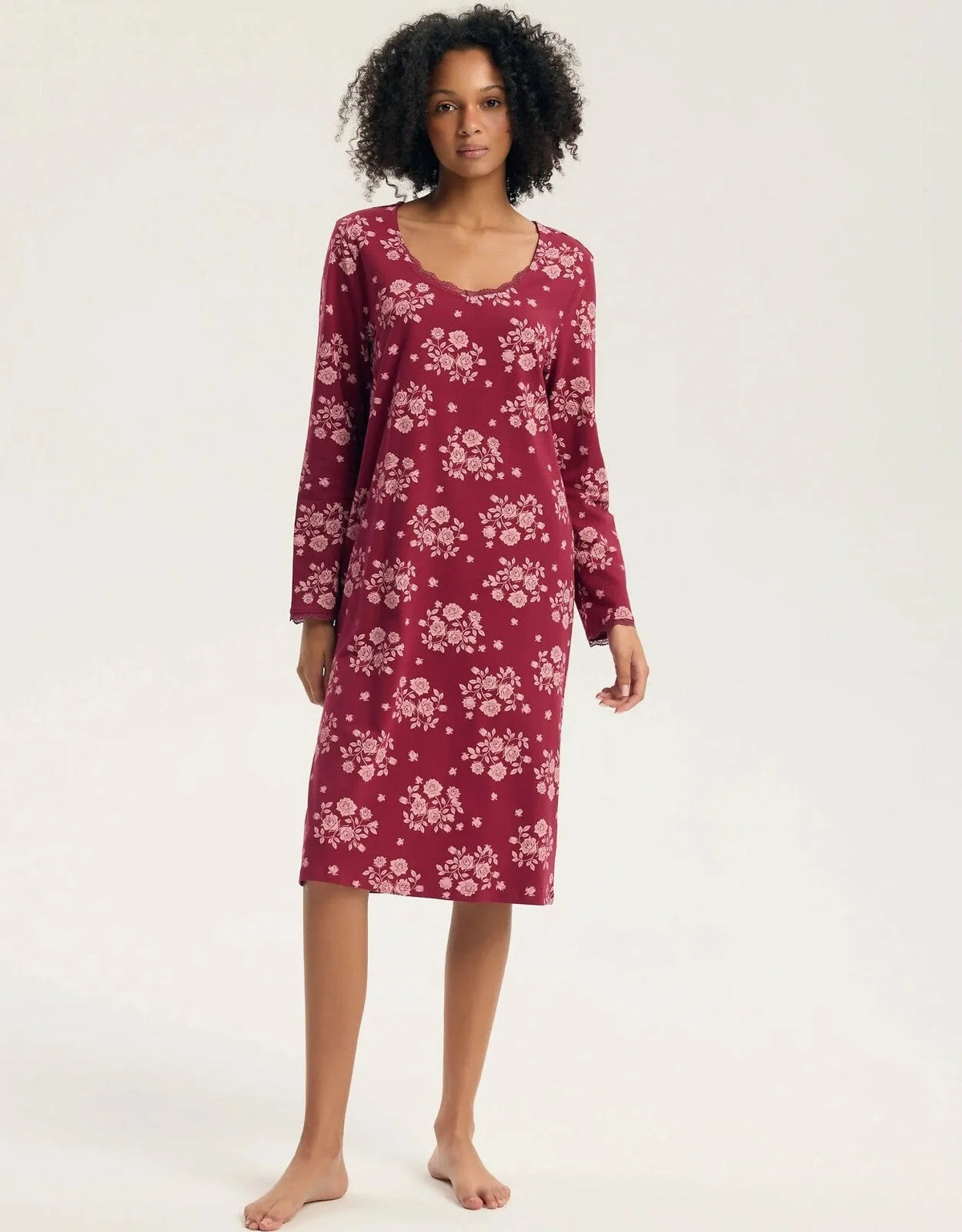 45407 - greta - camicia da notte donna in cotone con scollo