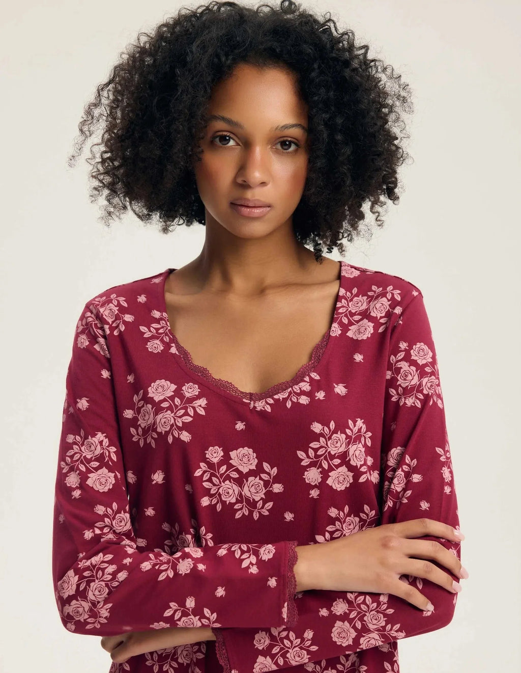 45407 - greta - camicia da notte donna in cotone con scollo