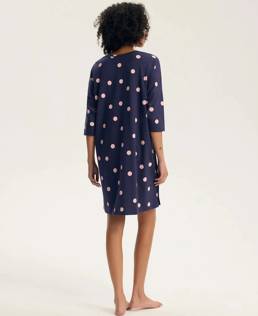45411 - gitte - camicia da notte donna in cotone manica 3/4