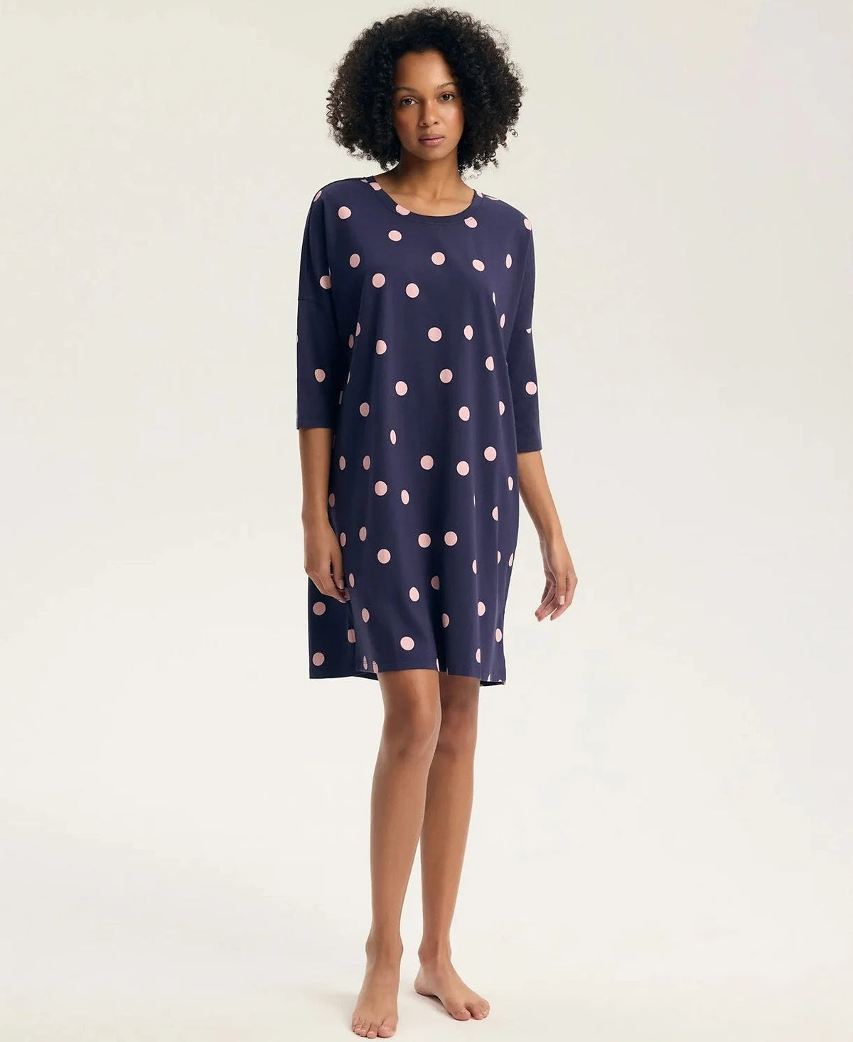45411 - gitte - camicia da notte donna in cotone manica 3/4