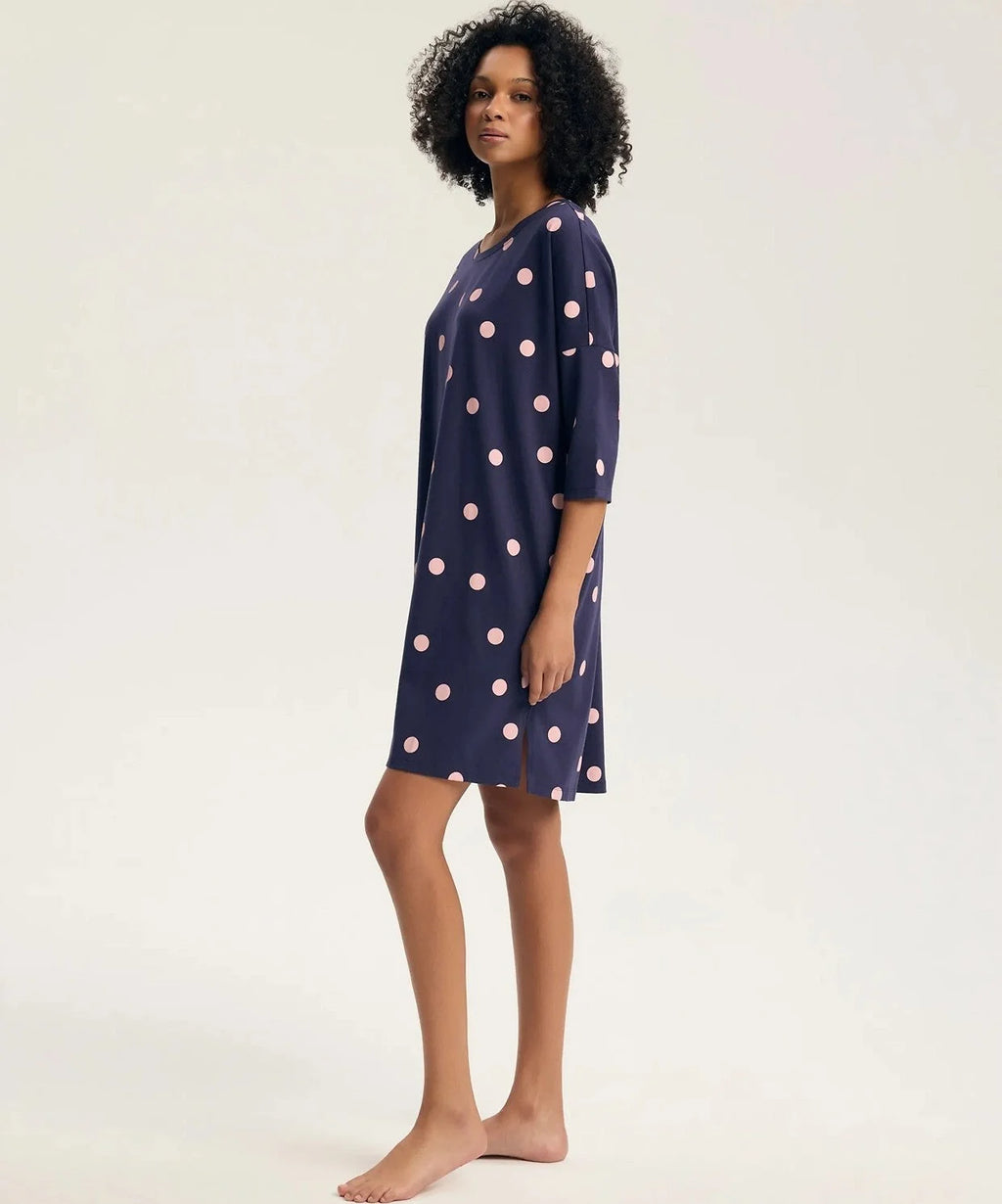 45411 - gitte - camicia da notte donna in cotone manica 3/4