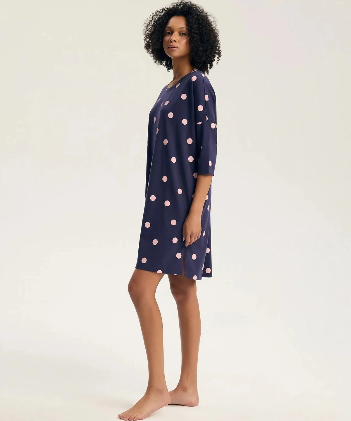 45411 - gitte - camicia da notte donna in cotone manica 3/4