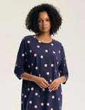 45411 - gitte - camicia da notte donna in cotone manica 3/4