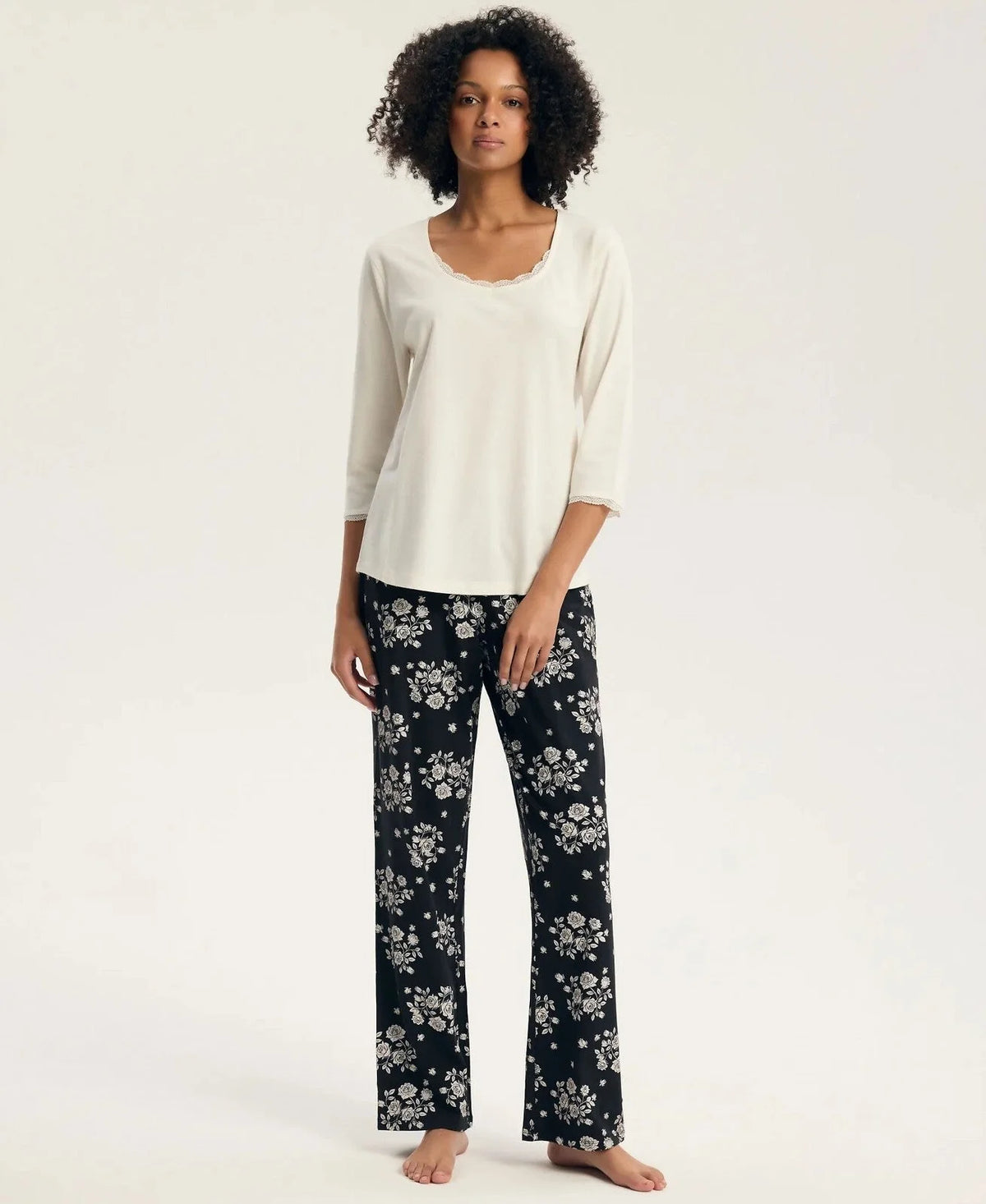45423 greta - pigiama da donna in puro cotone con maniche