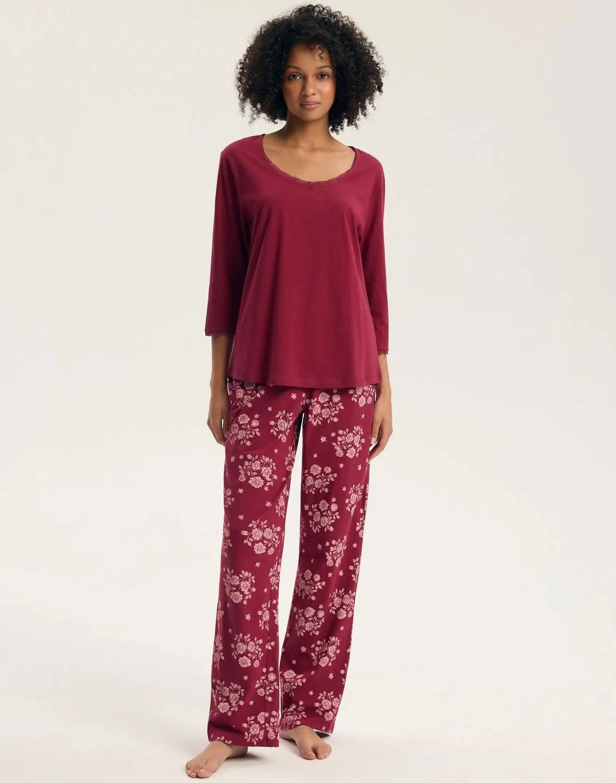 45423 - greta - pigiama da donna in puro cotone con maniche