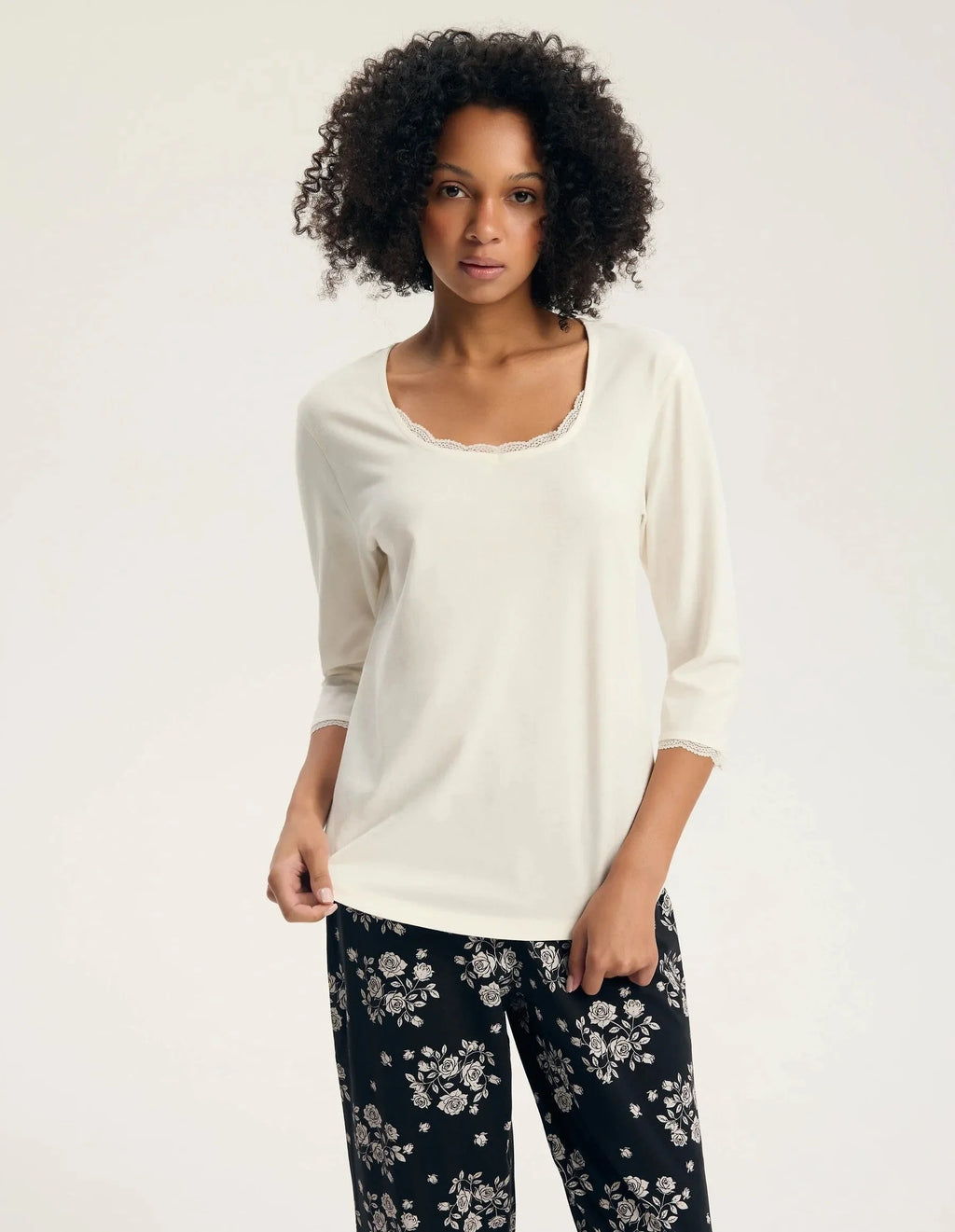45423 greta - pigiama da donna in puro cotone con maniche