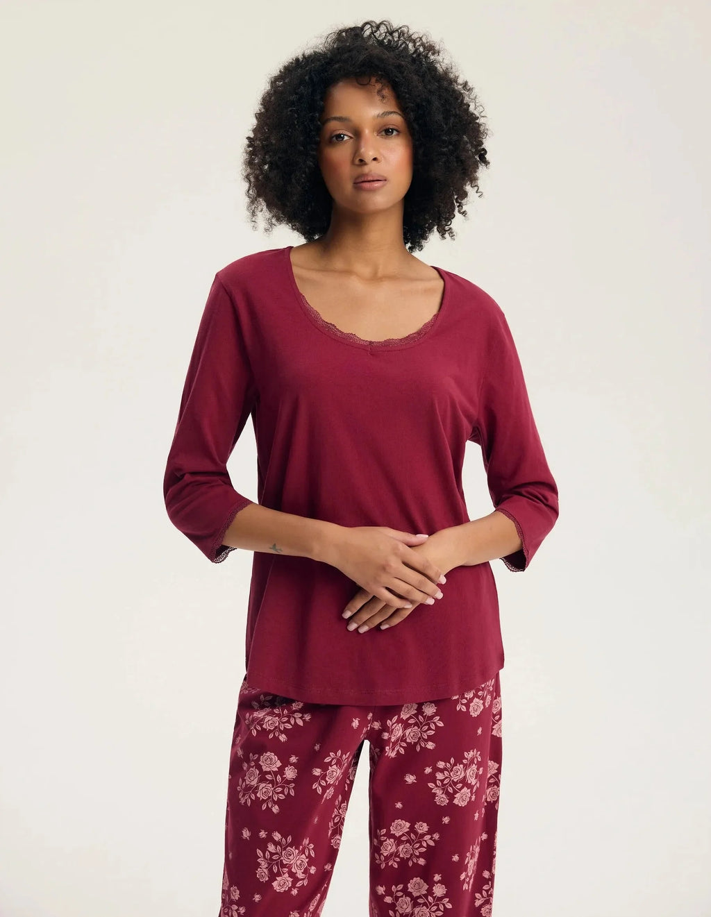 45423 - greta - pigiama da donna in puro cotone con maniche