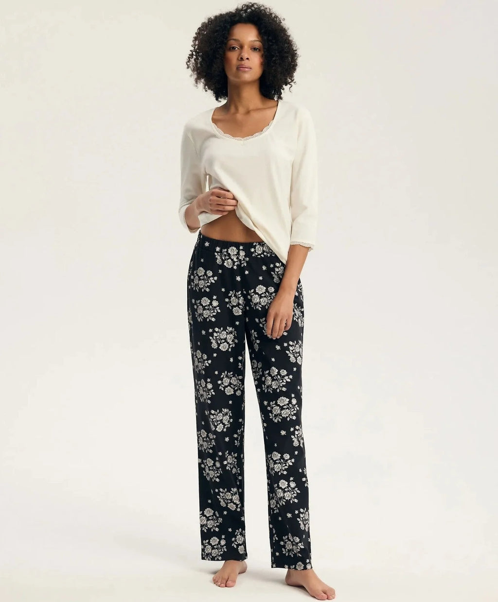 45423 greta - pigiama da donna in puro cotone con maniche