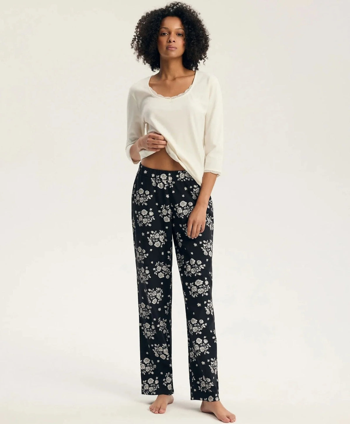 45423 greta - pigiama da donna in puro cotone con maniche