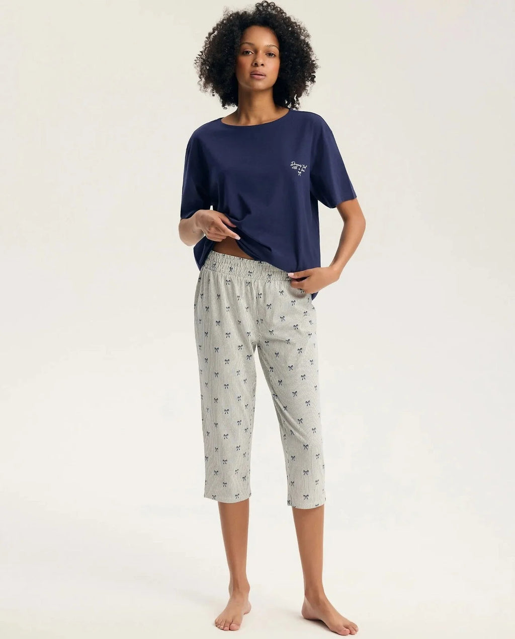45431 - gaela -pigiama da donna in puro cotone con scollo