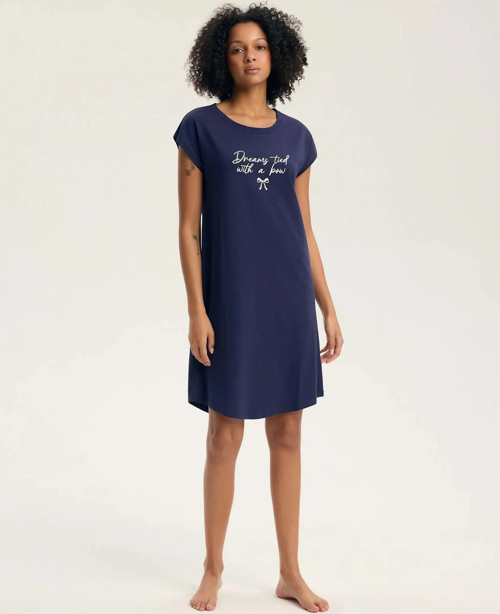 45432 - gaela - camicia da notte donna in cotone con stampa