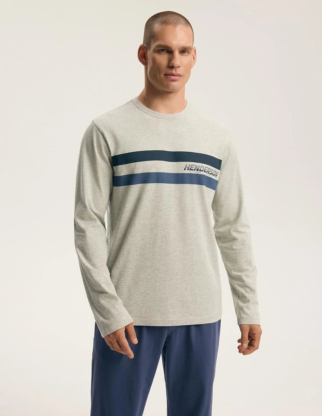 45493 - fund - pigiama lungo da uomo in puro cotone