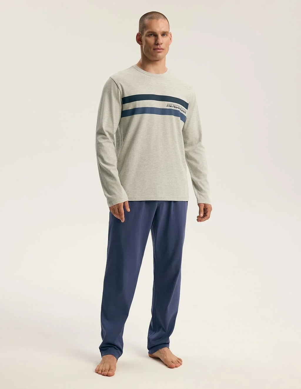 45493 - fund - pigiama lungo da uomo in puro cotone