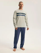 45493 - fund - pigiama lungo da uomo in puro cotone