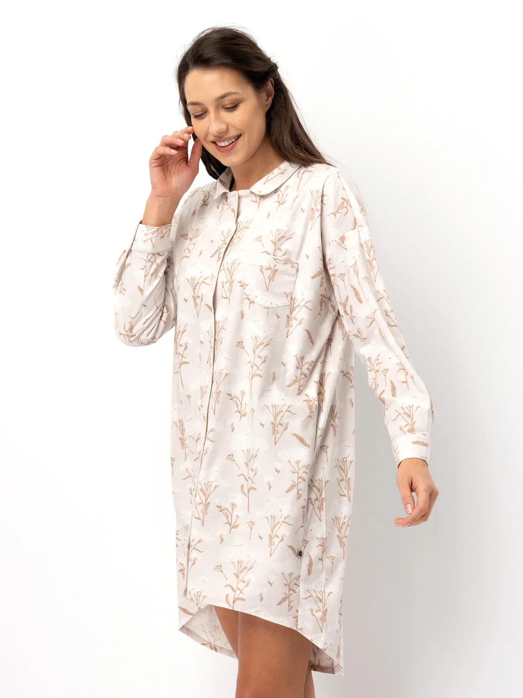 Lnd 567 - camicia da notte donna con stampa floreale