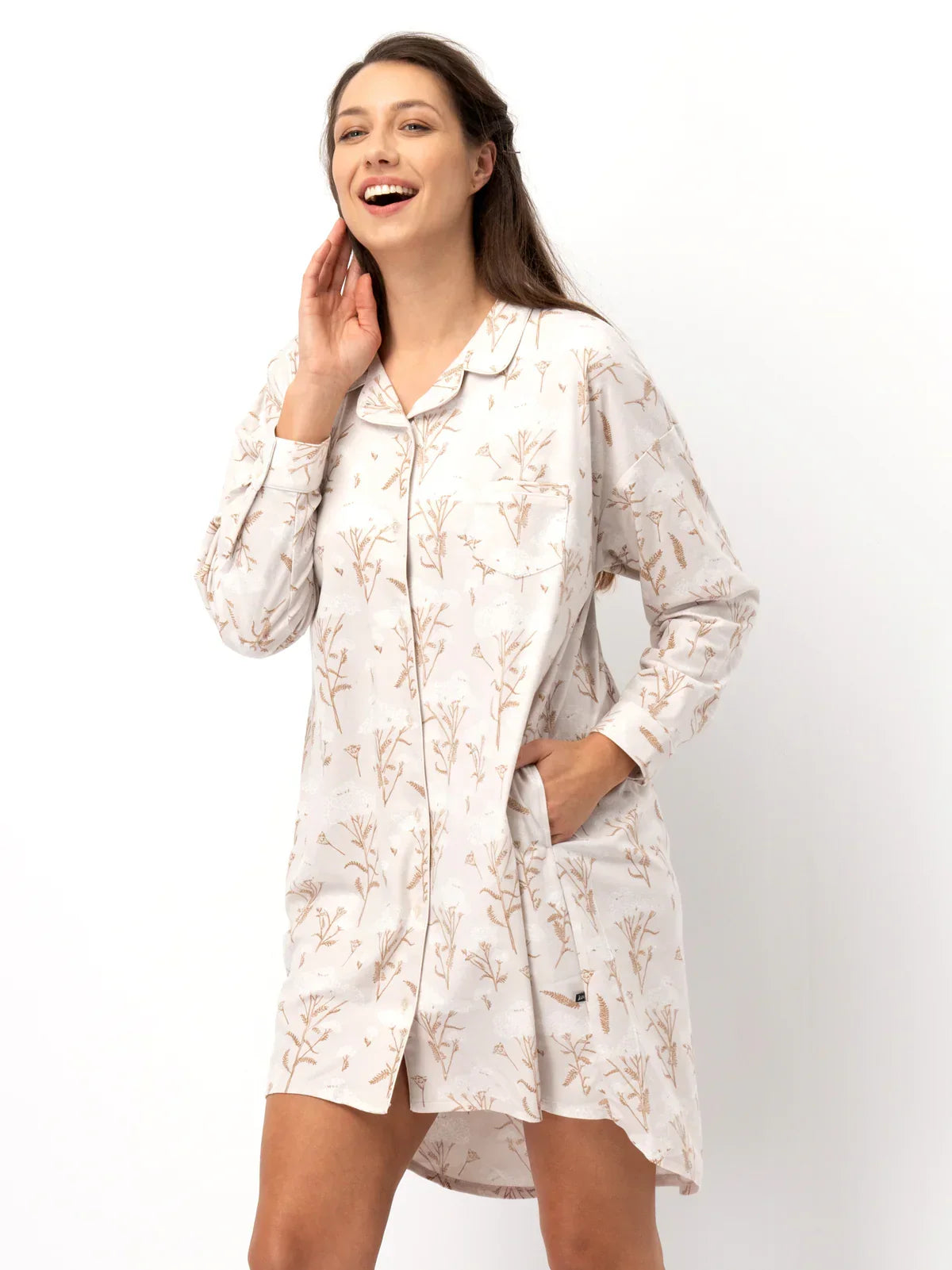 Lnd 567 - camicia da notte donna con stampa floreale