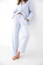 Aderyn - pigiama da donna in puro cotone a righe sottili