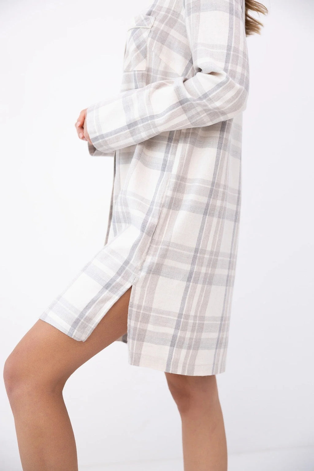 Adora - camicia da notte donna in cotone e viscosa a quadri