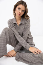 Amaya - pigiama da donna in lyocell e viscosa a micro righe