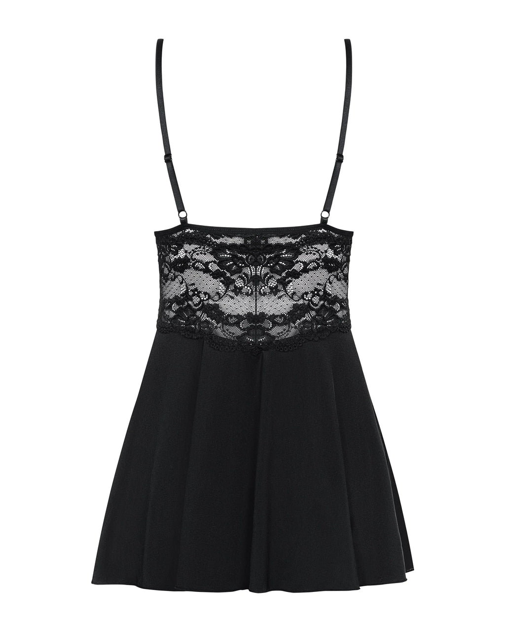 Babydoll nero con pizzo floreale | chiara 800