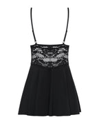 Babydoll nero con pizzo floreale | chiara 800