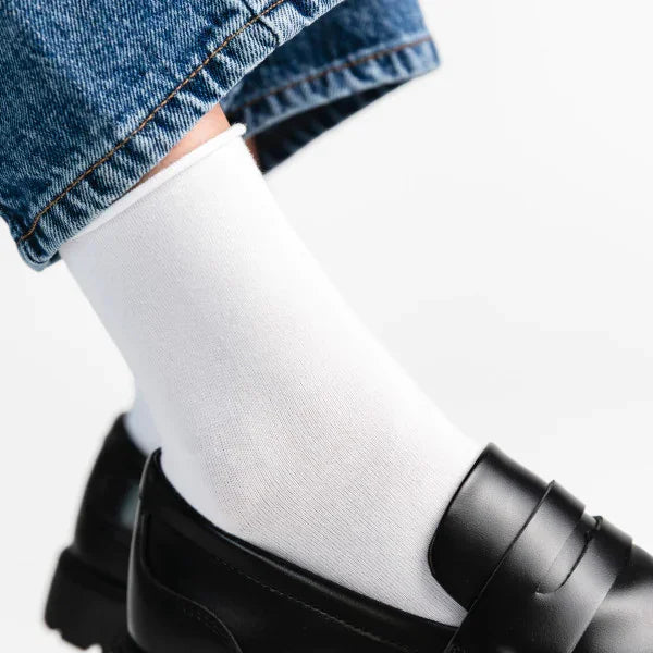 115 - calze corte donna con risvolto senza elastico