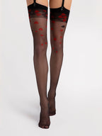 Calze velate per reggicalze con cuori rossi - 20 den | alice