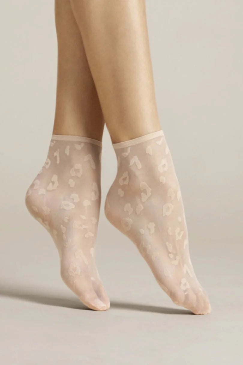 Calzini velati a stampa animalier con bordo comfort - 8 den