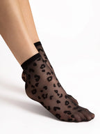 Calzini velati a stampa animalier con bordo comfort - 8 den