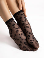 Calzini velati a stampa animalier con bordo comfort - 8 den