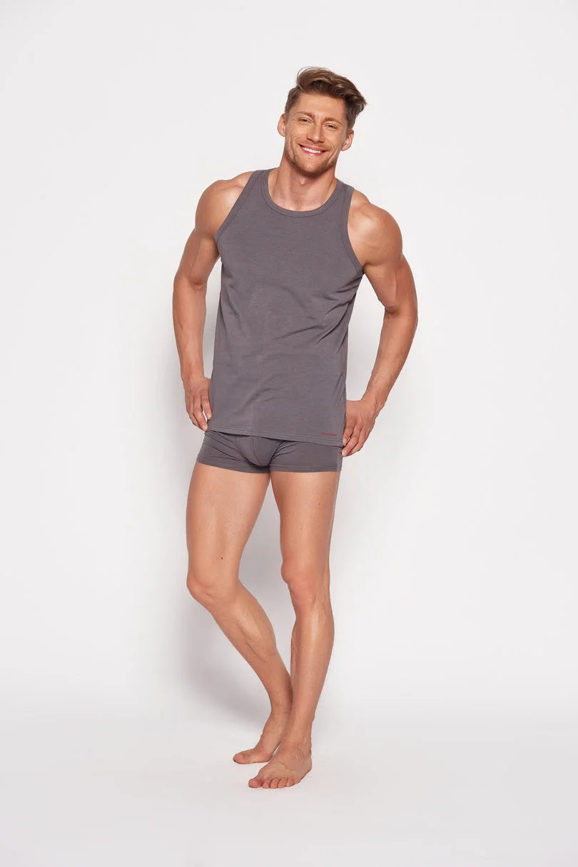 Canotta uomo in cotone elasticizzato - red line