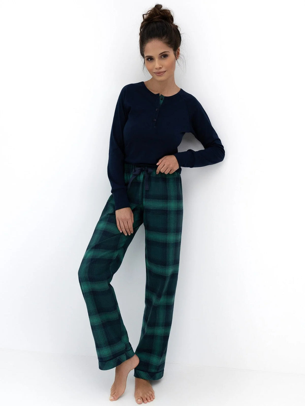 Cassandra | pigiama lungo da donna in cotone con pantaloni
