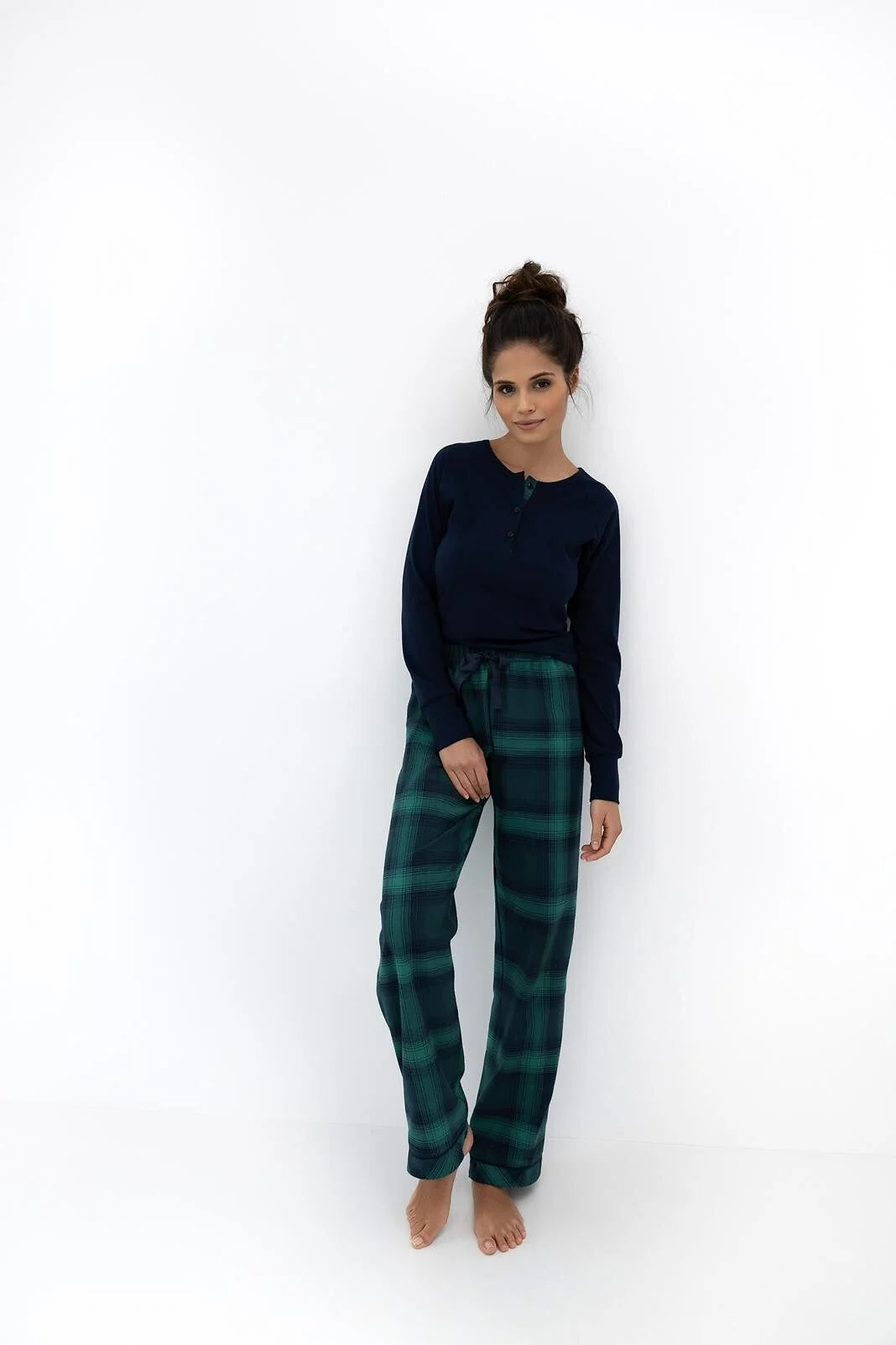 Cassandra | pigiama lungo da donna in cotone con pantaloni
