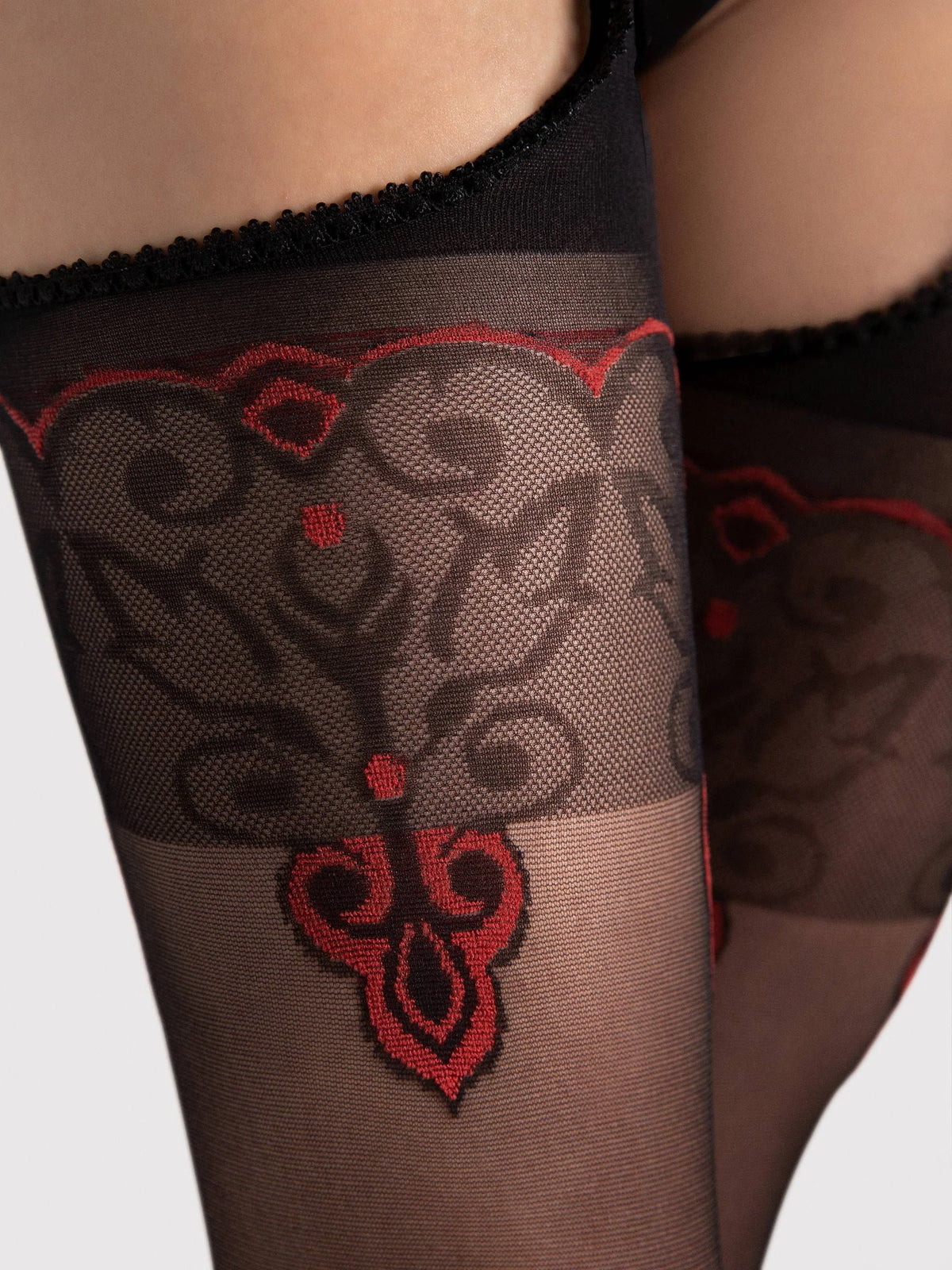 Collant effetto autoreggente strip panty con ricami | amour