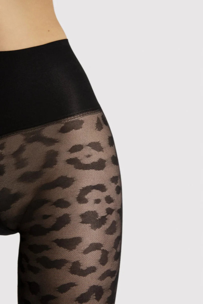 Collant modellanti lucidi con stampa animalier - 30 den