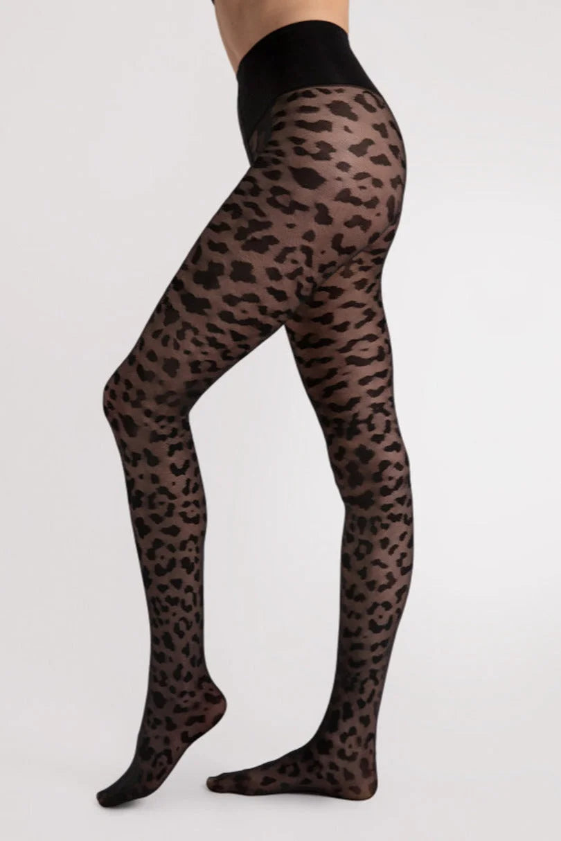 Collant modellanti lucidi con stampa animalier - 30 den