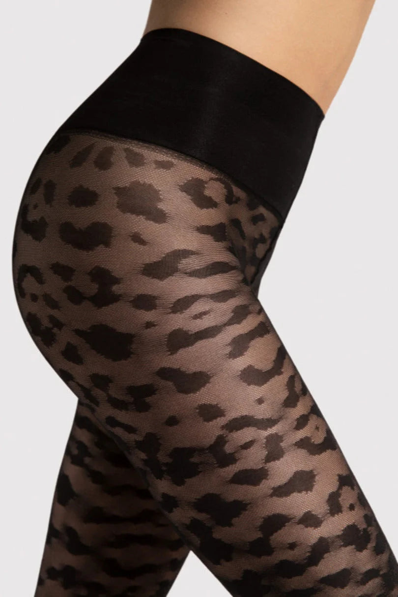 Collant modellanti lucidi con stampa animalier - 30 den