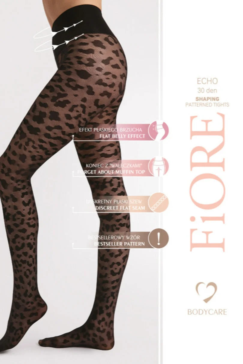 Collant modellanti lucidi con stampa animalier - 30 den