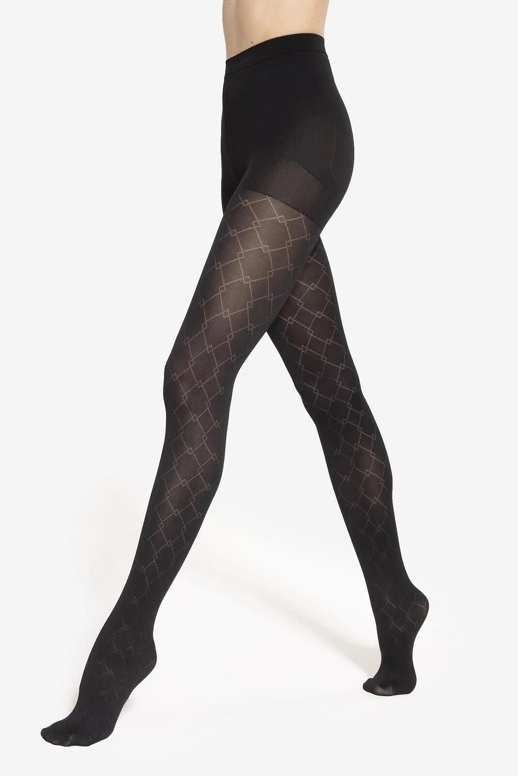 Collant modellanti push-up con fantasia geometrica 30 den