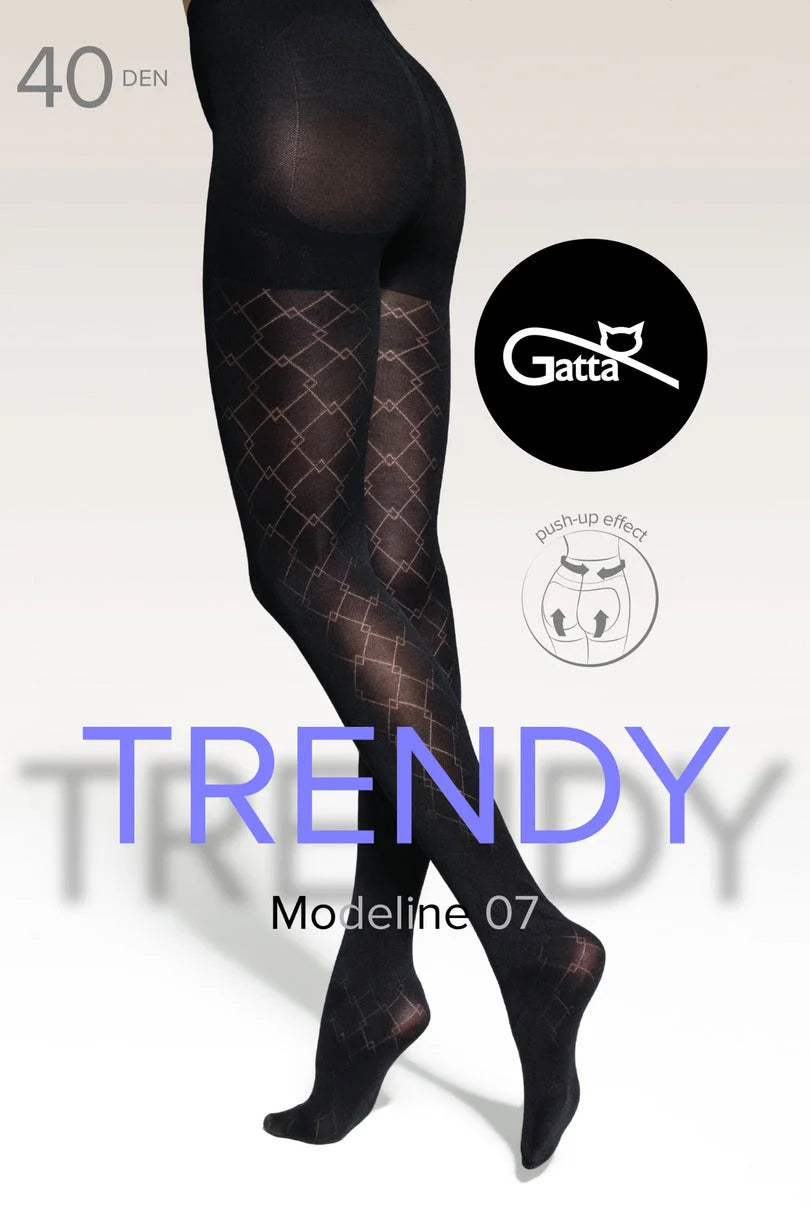 Collant modellanti push-up con fantasia geometrica 30 den