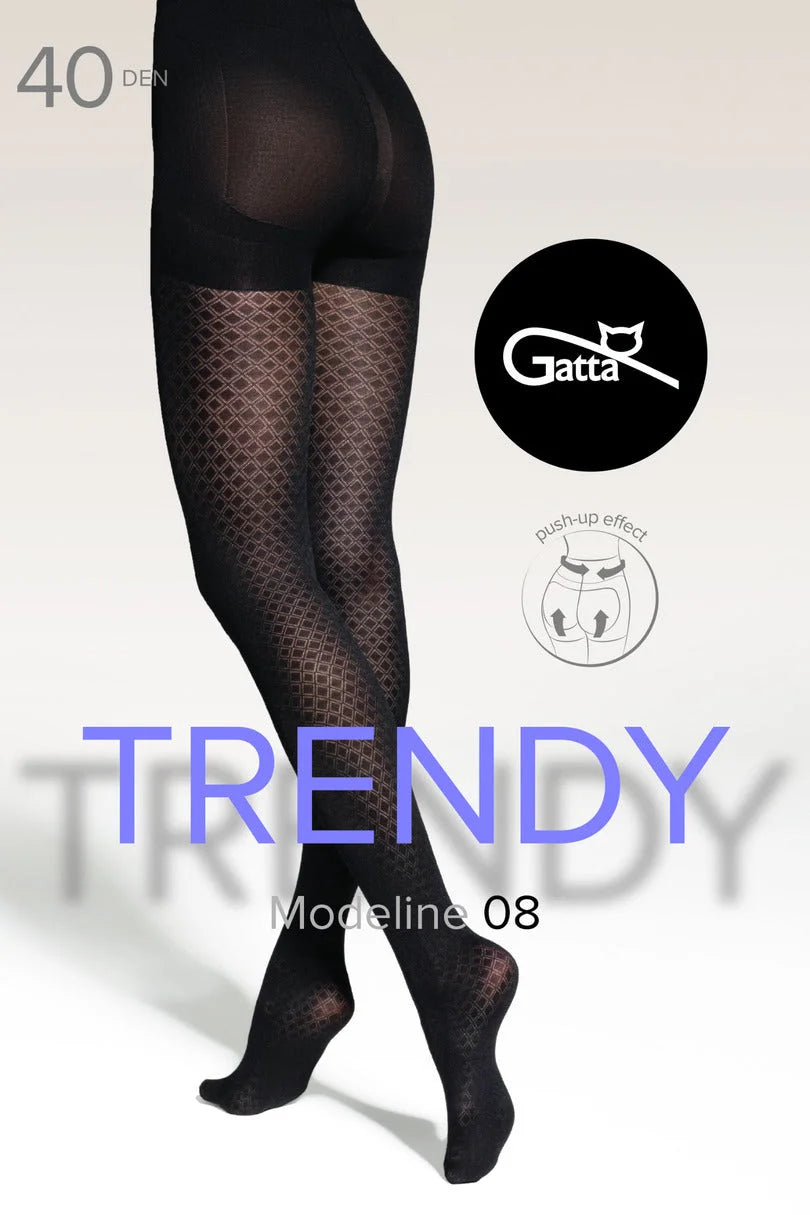 Collant modellanti push-up con fantasia geometrica 30 den