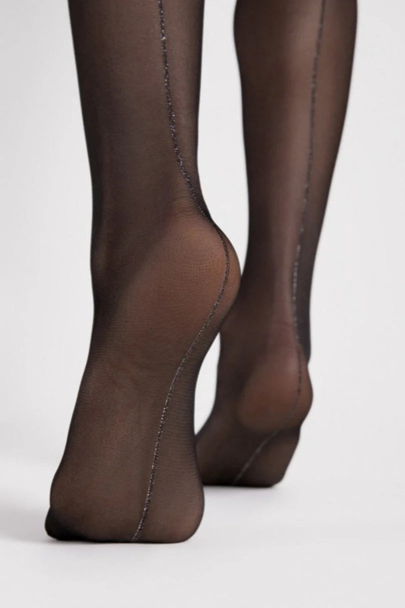Collant opachi a fantasia con lurex (tutto nudo) righa - 20
