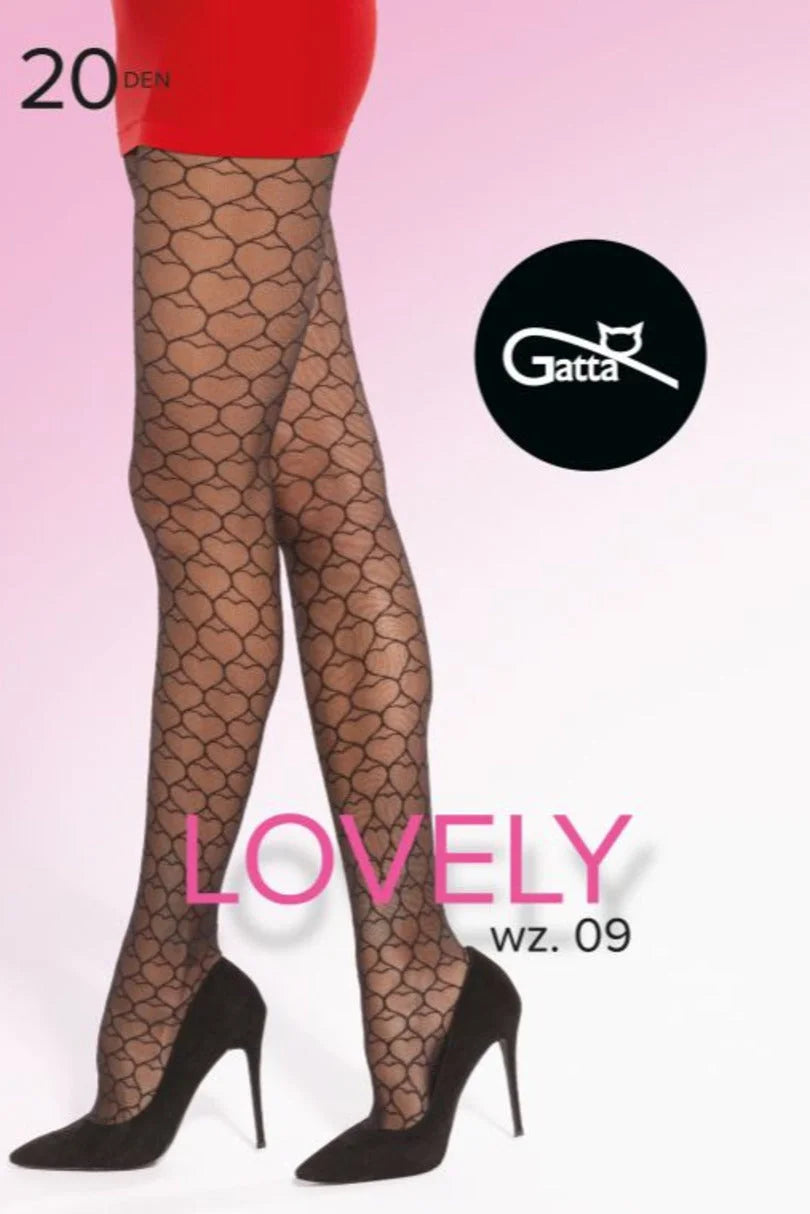 Collant velati con fantasia a cuori - 20 den - lovely 09