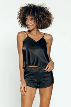 Completo due pezzi in raso liscio - canotta e shorts | karen