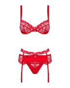 Completo intimo 3 pezzi con reggiseno e reggicalze