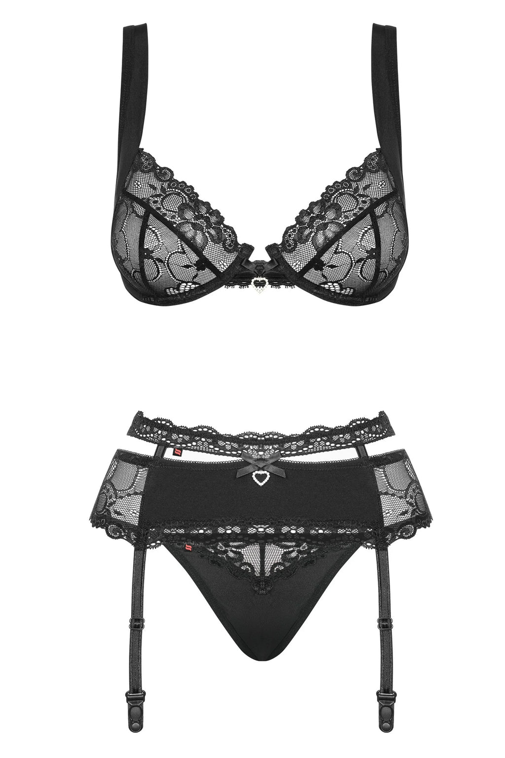 Completo intimo 3 pezzi con reggiseno e reggicalze